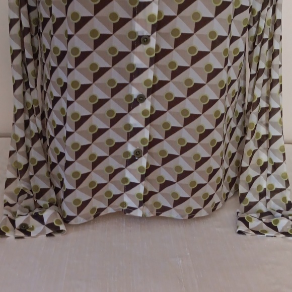 CAbi Dressy Beautiful Blouse In Green & Chocolate - Picture 3 of 7